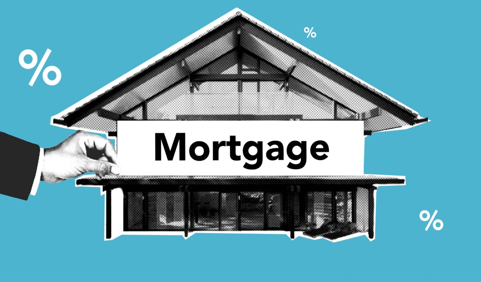 mortgage illustration on a blue background